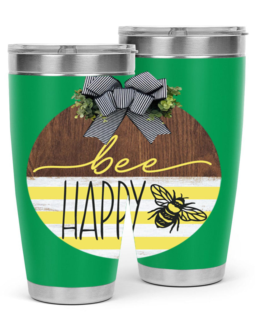 Bee Happy yellow stripes Mockup28#- spring- Tumbler