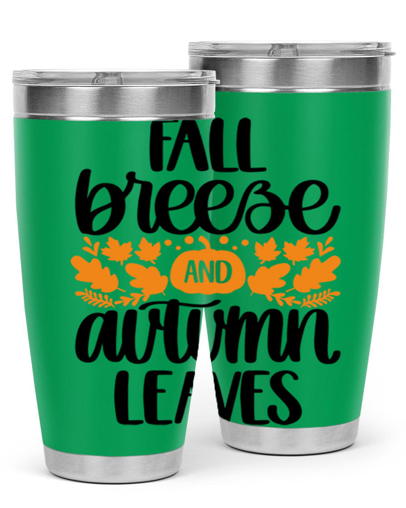 Fall Breezy And Autumn Leaves 482#- fall- Tumbler