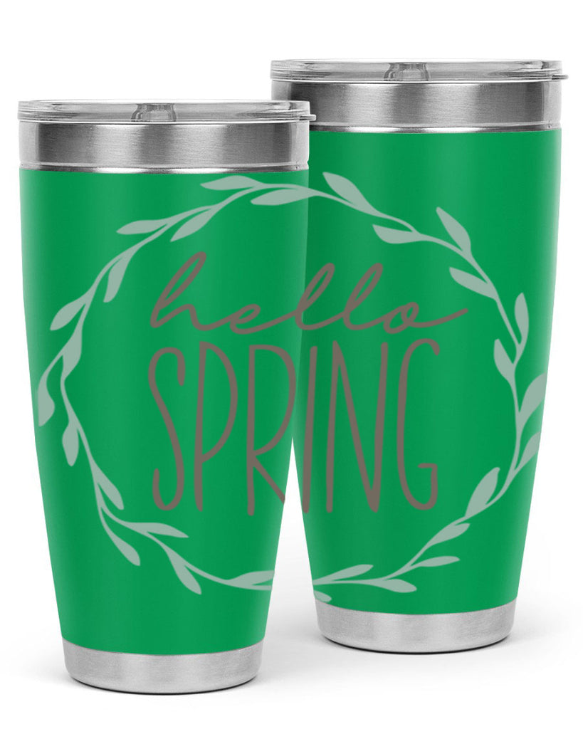 Hello Spring Wreath leaves210#- spring- Tumbler