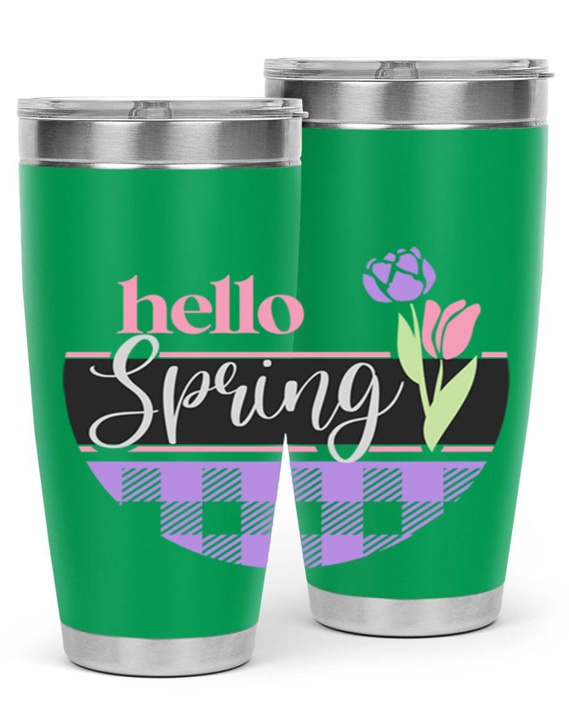 Hello spring plaid206#- spring- Tumbler