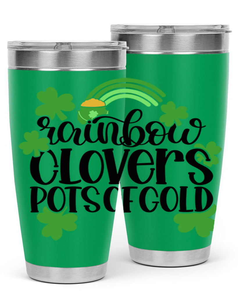 Rainbow Clovers Pots Of Gold Style 35#- St Patricks Day- Tumbler