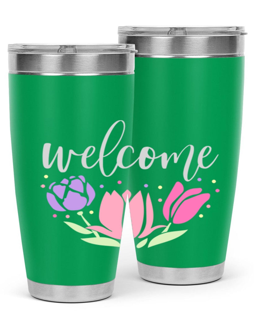 Welcome three flowers587#- spring- Tumbler