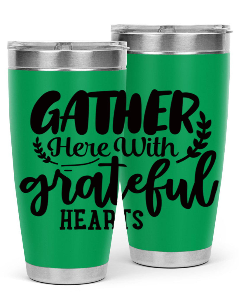 gather here with grateful hearts 62#- thanksgiving- Tumbler