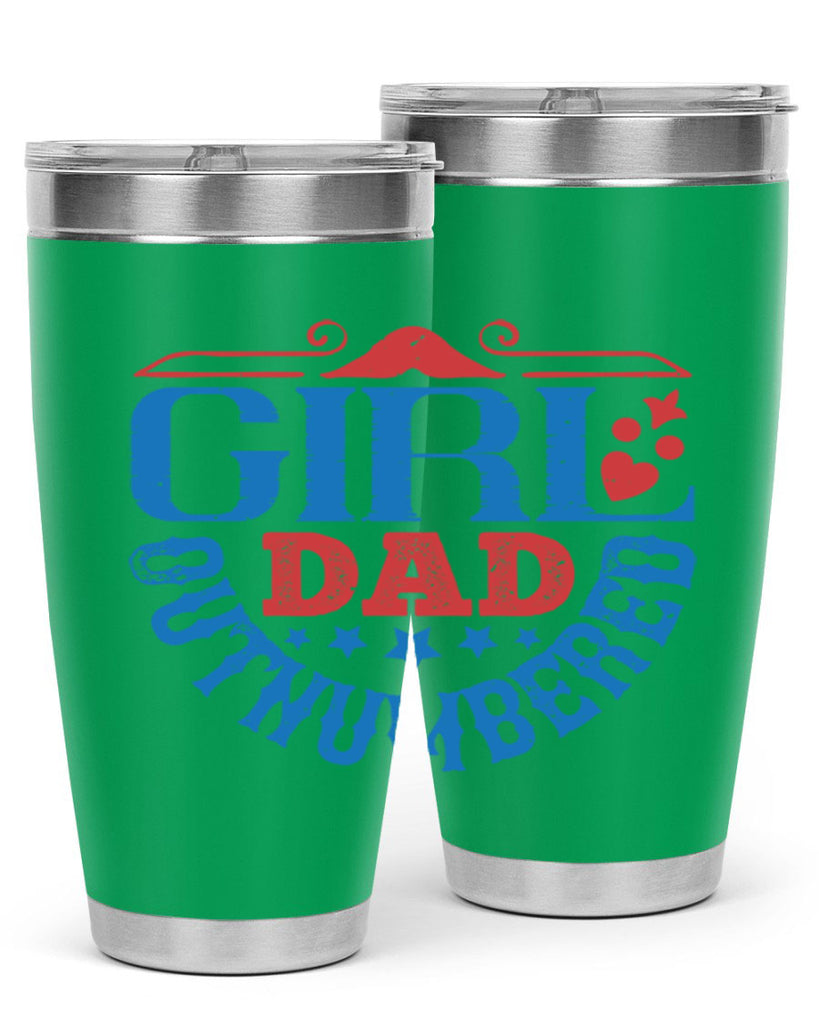 girl dad outnumbered 219#- fathers day- Tumbler