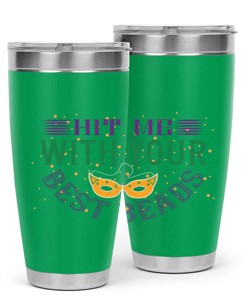 hit me with your best beads 69#- mardi gras- Tumbler