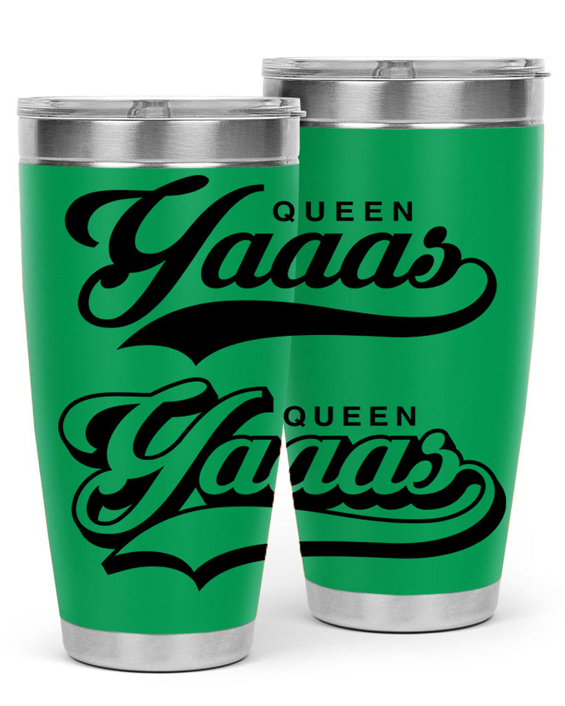 yaaas queen script 5#- black words phrases- Cotton Tank