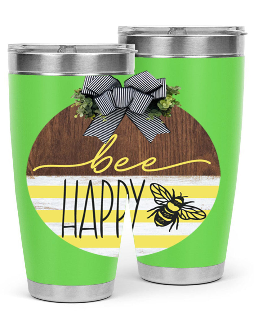 Bee Happy yellow stripes Mockup28#- spring- Tumbler