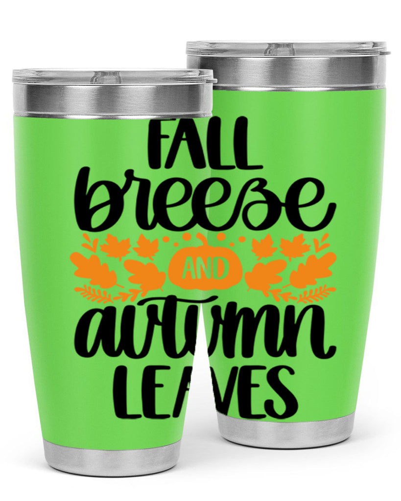 Fall Breezy And Autumn Leaves 482#- fall- Tumbler