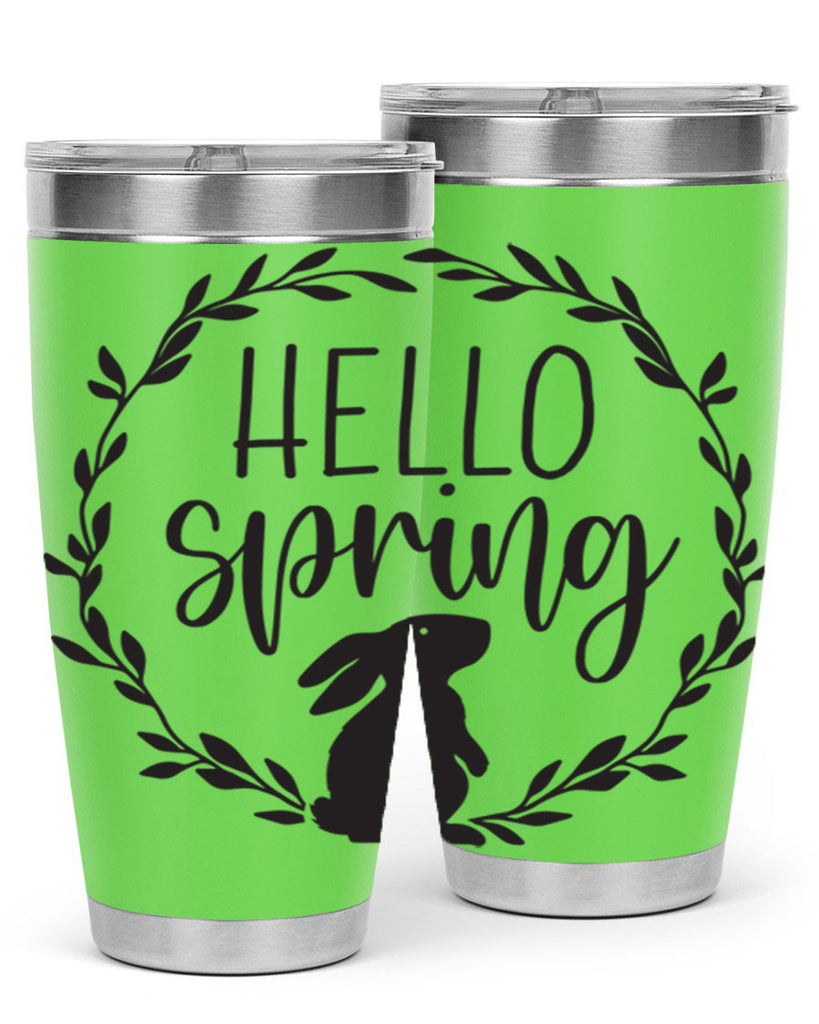 Hello Spring Bunny Wreath192#- spring- Tumbler