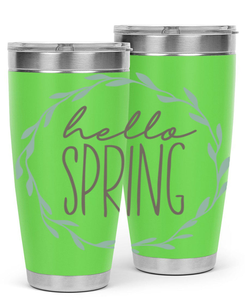 Hello Spring Wreath leaves210#- spring- Tumbler