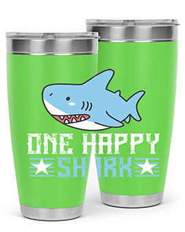 one happy shark Style 50#- shark  fish- Tumbler