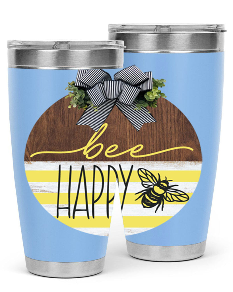 Bee Happy yellow stripes Mockup28#- spring- Tumbler