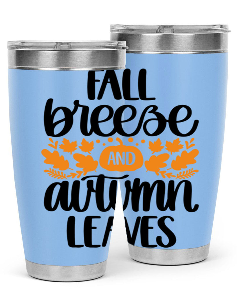 Fall Breezy And Autumn Leaves 482#- fall- Tumbler