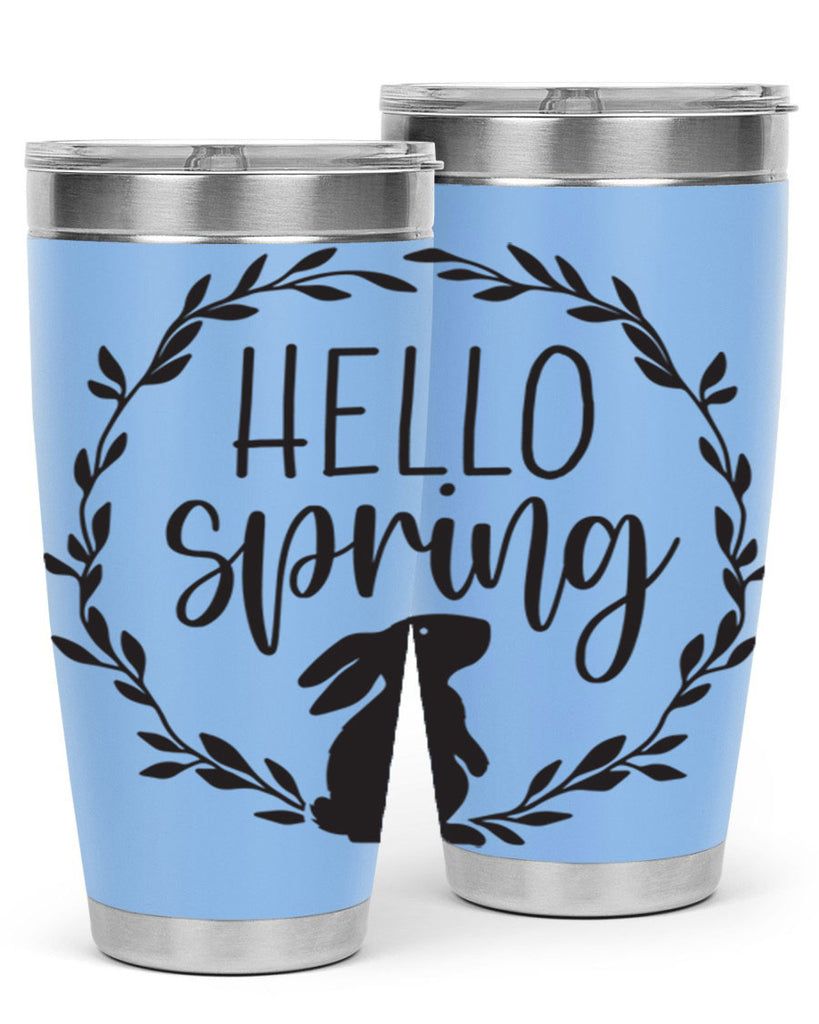 Hello Spring Bunny Wreath192#- spring- Tumbler