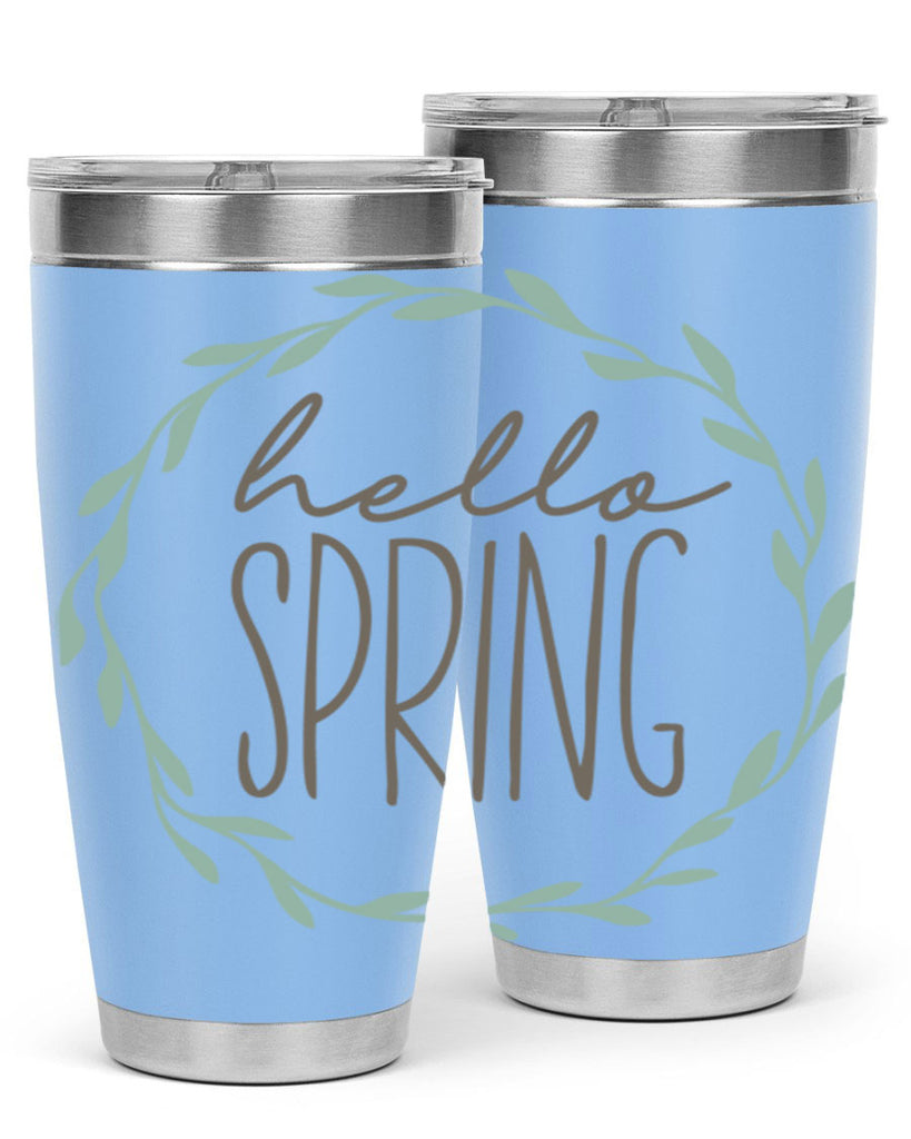 Hello Spring Wreath leaves210#- spring- Tumbler