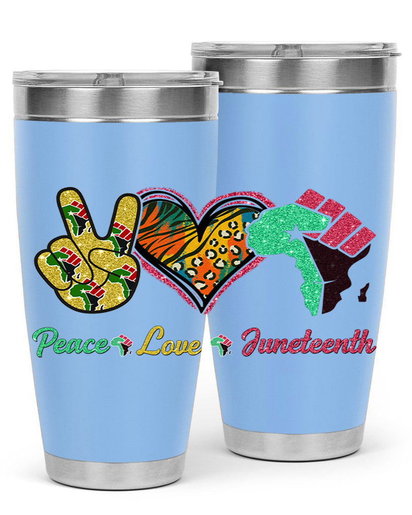 Peace Love Juneteenth Day Fist Png 8#- Juneteenth- tumbler