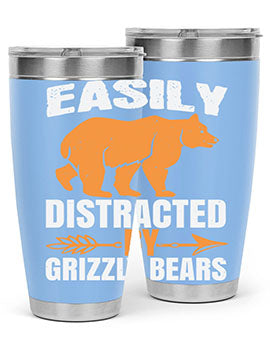 easily distracted by grizzly bears 1#- Bears- Tumbler