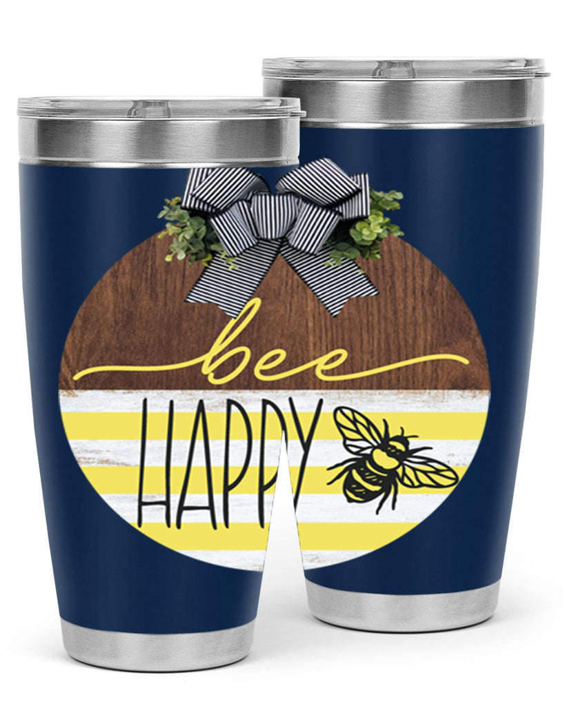 Bee Happy yellow stripes Mockup28#- spring- Tumbler