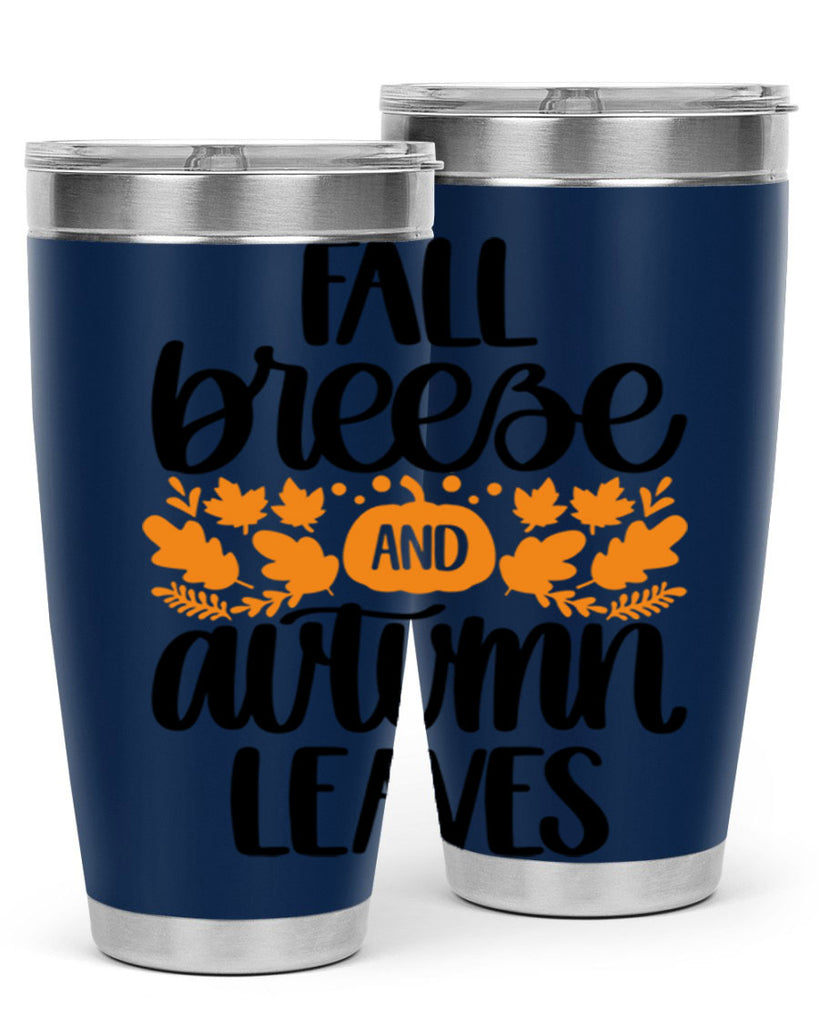 Fall Breezy And Autumn Leaves 482#- fall- Tumbler