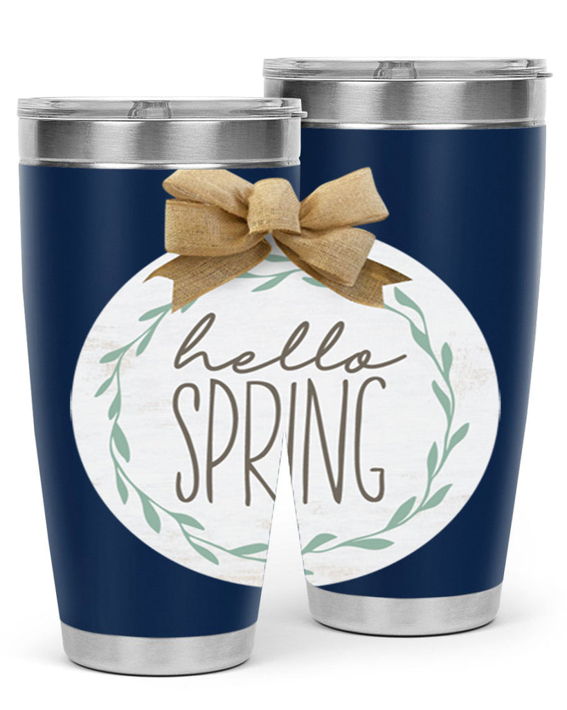 Hello Spring Wreath leaves Mockup209#- spring- Tumbler