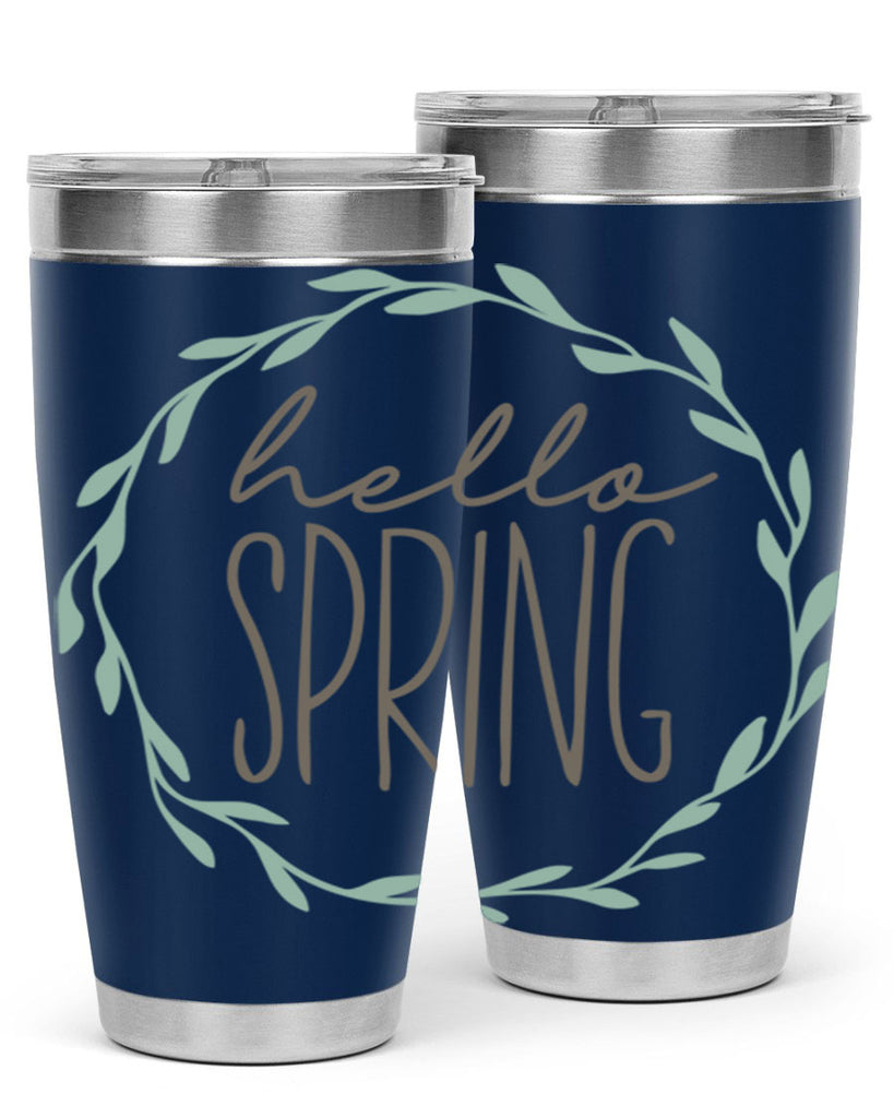 Hello Spring Wreath leaves210#- spring- Tumbler