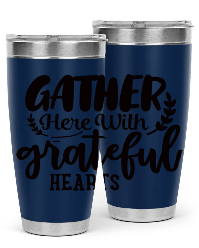 gather here with grateful hearts 62#- thanksgiving- Tumbler
