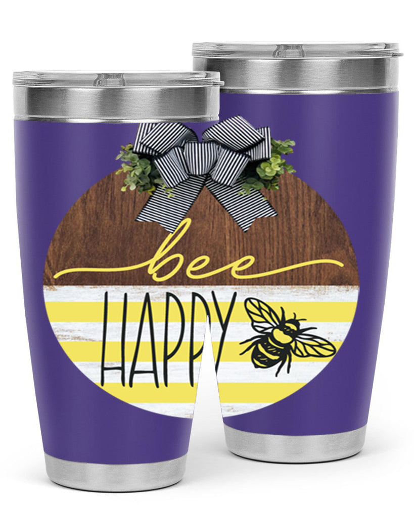 Bee Happy yellow stripes Mockup28#- spring- Tumbler