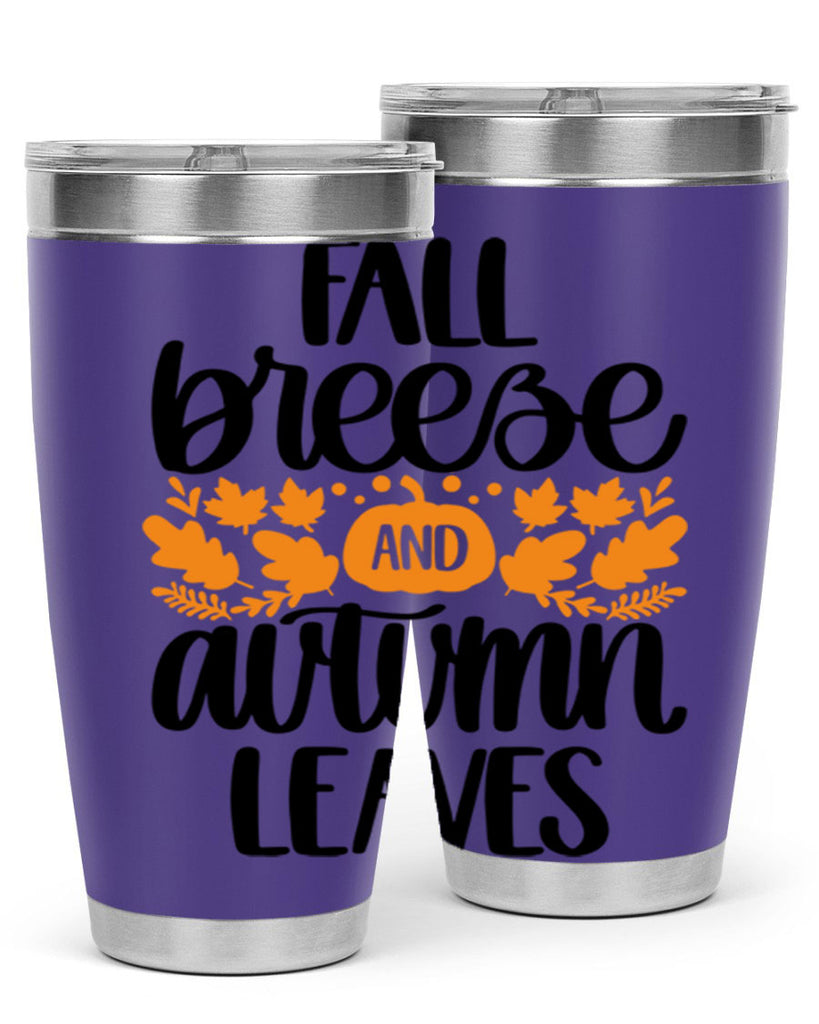 Fall Breezy And Autumn Leaves 482#- fall- Tumbler