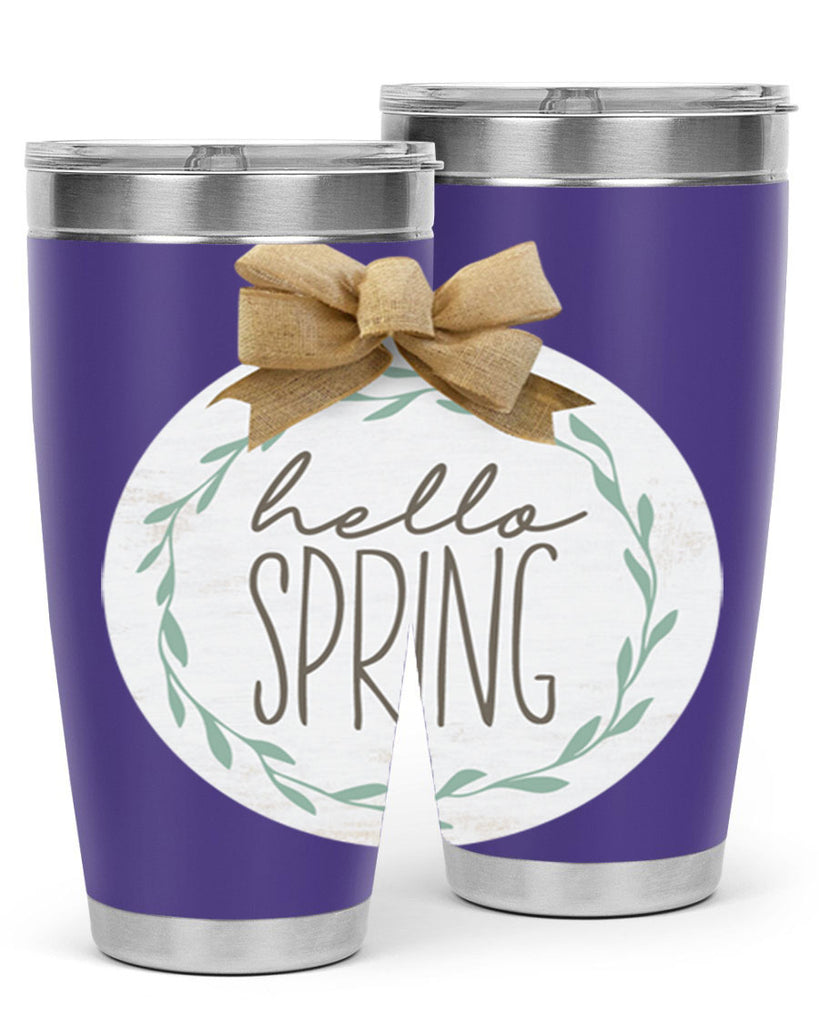 Hello Spring Wreath leaves Mockup209#- spring- Tumbler