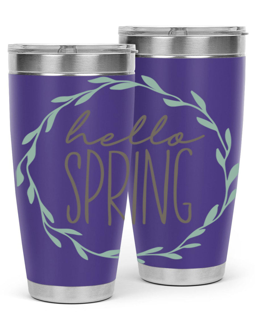 Hello Spring Wreath leaves210#- spring- Tumbler