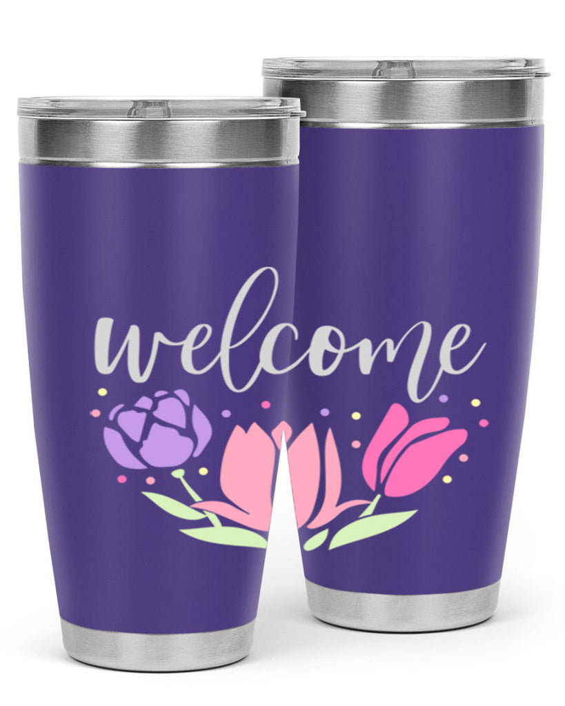 Welcome three flowers587#- spring- Tumbler