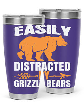 easily distracted by grizzly bears 1#- Bears- Tumbler