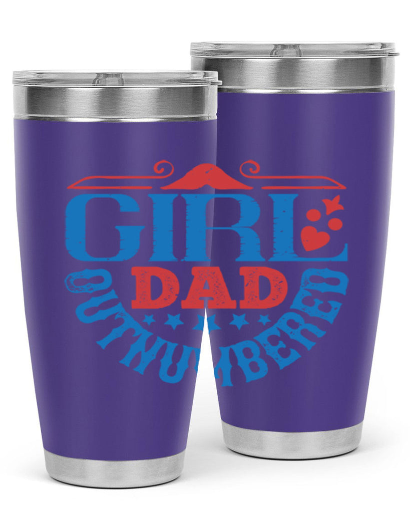 girl dad outnumbered 219#- fathers day- Tumbler