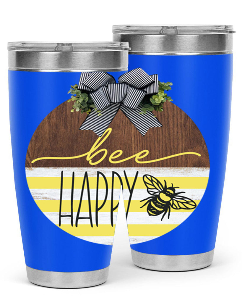 Bee Happy yellow stripes Mockup28#- spring- Tumbler