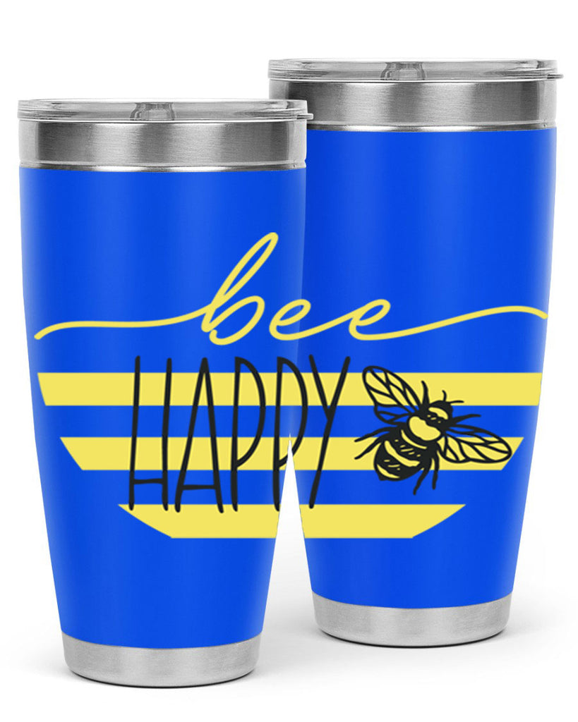 Bee Happy yellow stripes29#- spring- Tumbler