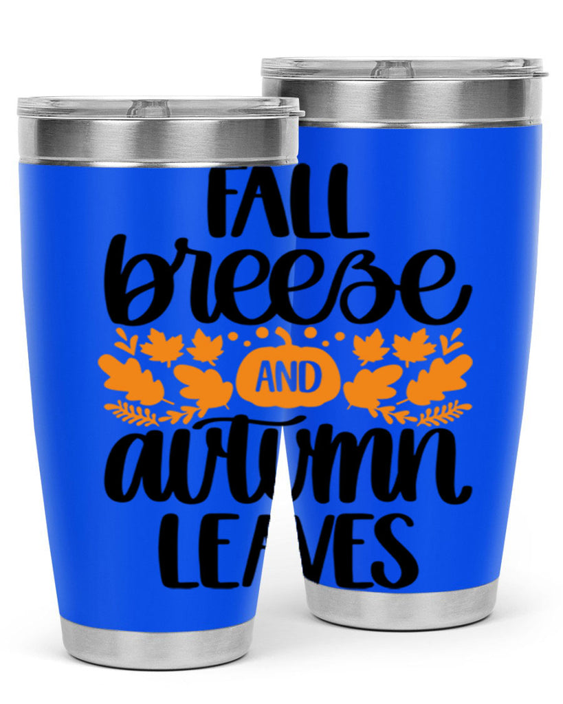 Fall Breezy And Autumn Leaves 482#- fall- Tumbler