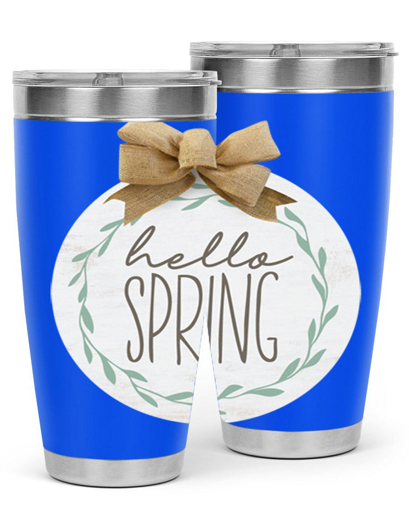 Hello Spring Wreath leaves Mockup209#- spring- Tumbler