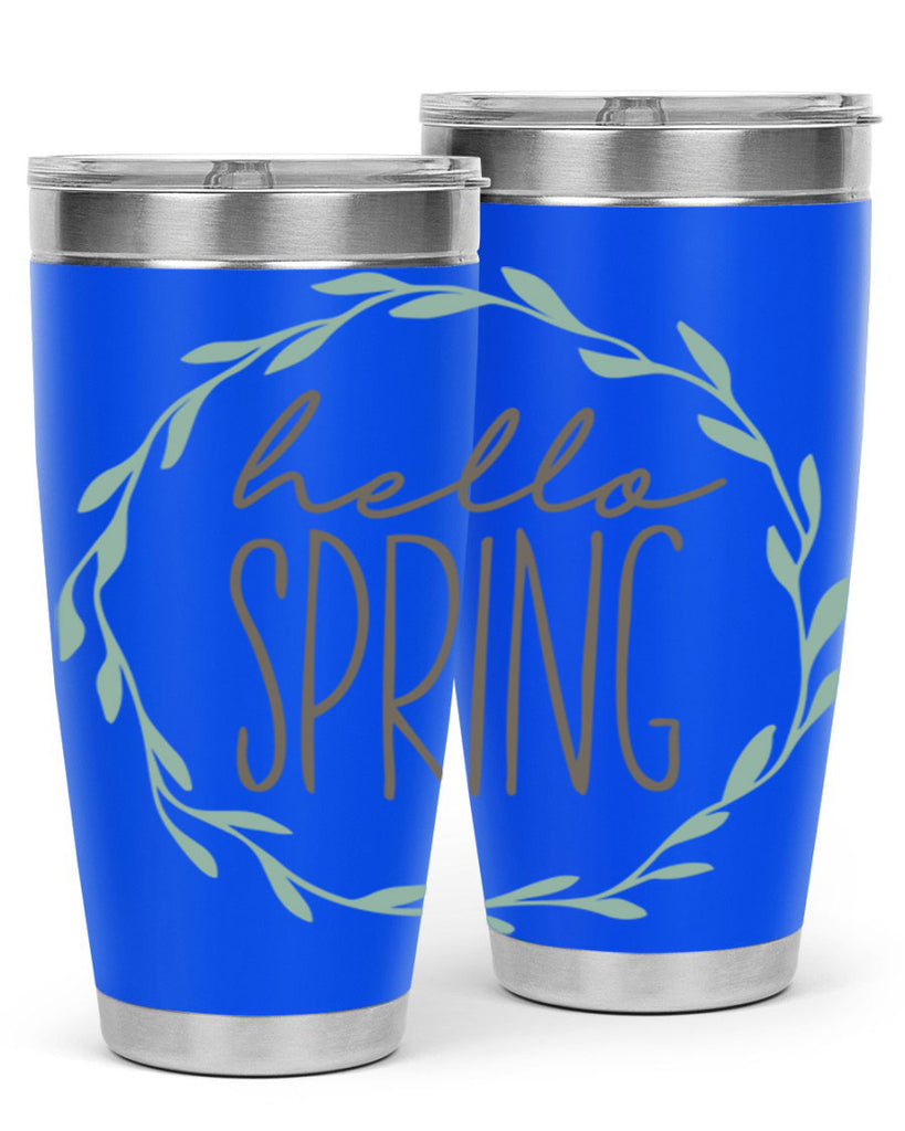 Hello Spring Wreath leaves210#- spring- Tumbler