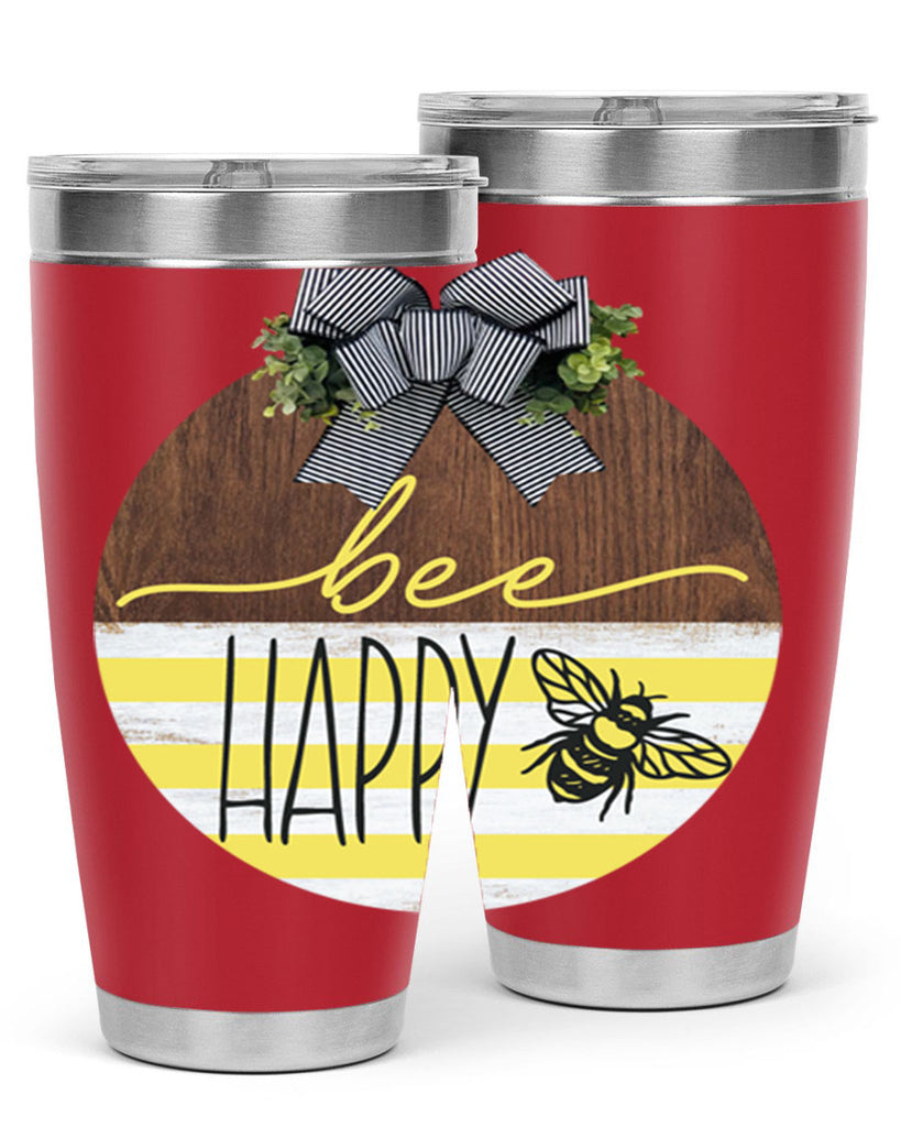 Bee Happy yellow stripes Mockup28#- spring- Tumbler