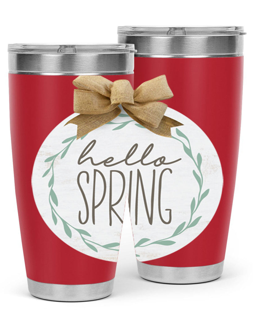 Hello Spring Wreath leaves Mockup209#- spring- Tumbler