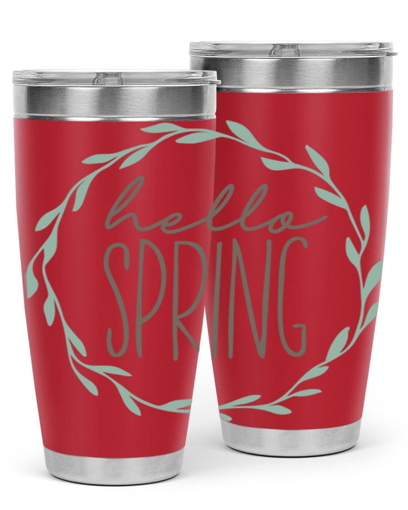 Hello Spring Wreath leaves210#- spring- Tumbler