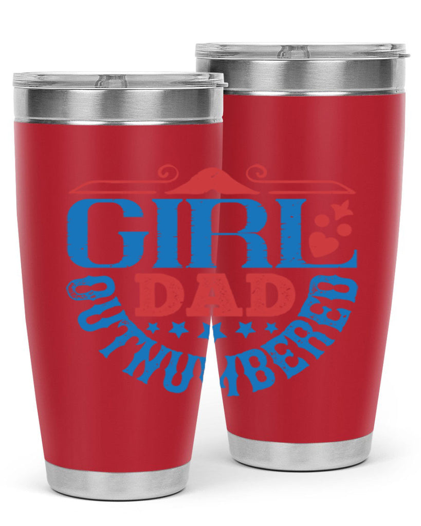 girl dad outnumbered 219#- fathers day- Tumbler