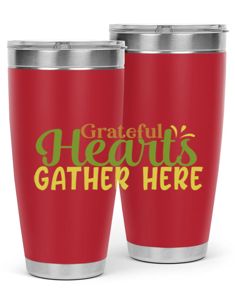 grateful hearts gather here 59#- thanksgiving- Tumbler