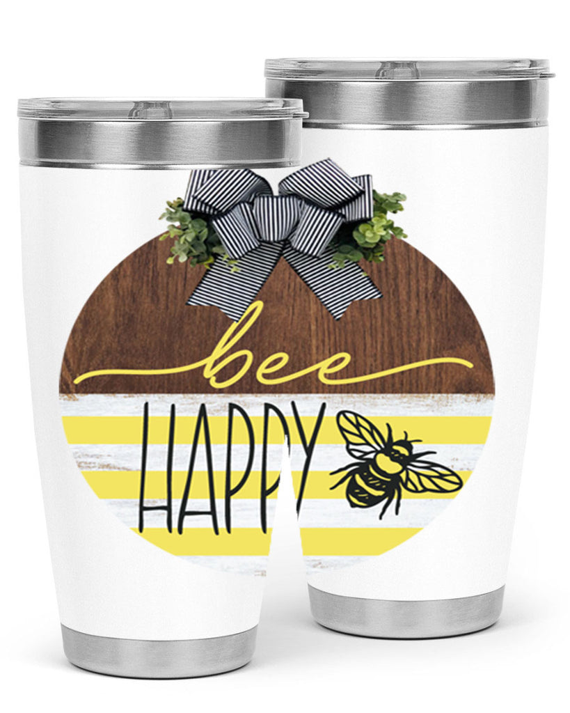 Bee Happy yellow stripes Mockup28#- spring- Tumbler