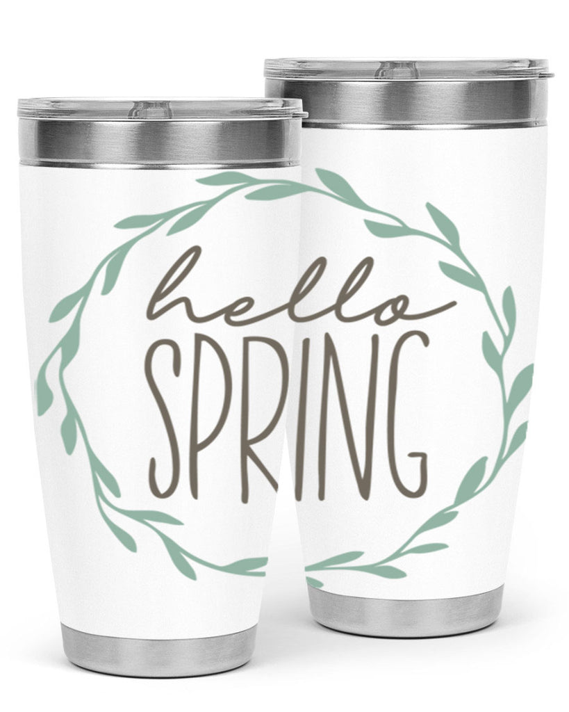 Hello Spring Wreath leaves210#- spring- Tumbler