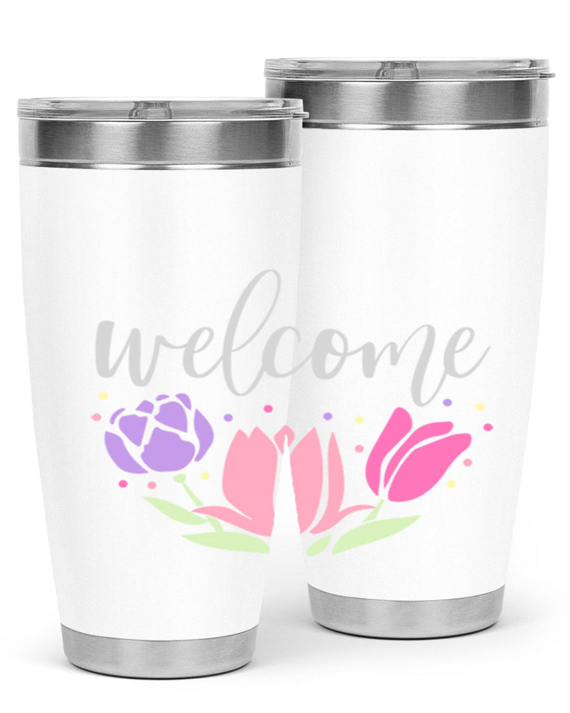 Welcome three flowers587#- spring- Tumbler