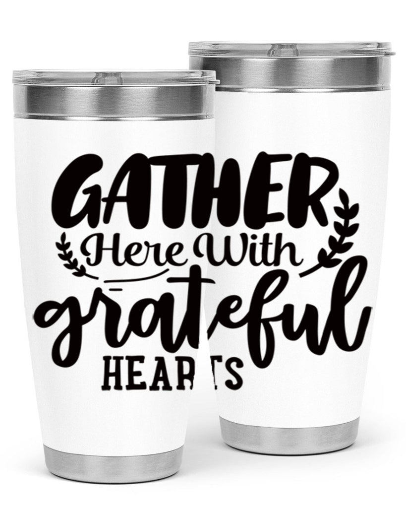 gather here with grateful hearts 62#- thanksgiving- Tumbler