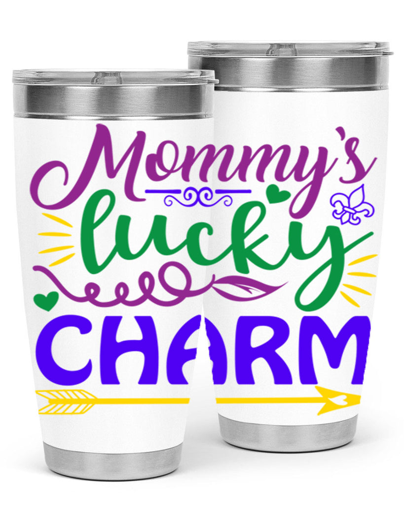 mommys lucky charm 6#- mardi gras- Tumbler