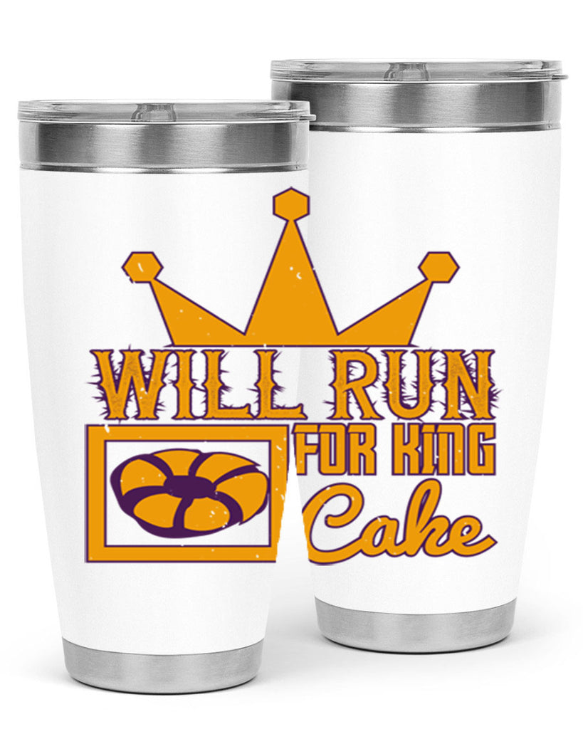 will run for king cake 28#- mardi gras- Tumbler