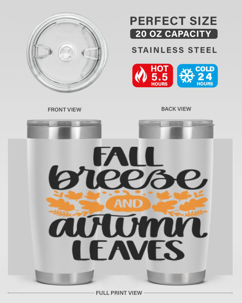 Fall Breezy And Autumn Leaves 482#- fall- Tumbler